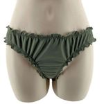 PINK - Victoria's Secret Victoria's Secret PINK Olive Green Ruched Ruffled Ruffle Mini Bikini Bottom S Photo 0