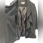Calvin Klein ruffle, lapel Black and White Checkered coat w sz 8 Photo 4