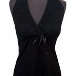 Y2K Dess USA Halter Tank Top Lace Babydoll Grunge Whimsigoth Women's Size Medium Black Photo 0