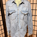 Pull & Bear  Cotton Blue Denim Shirt button down western casual classic Photo 0