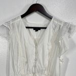 J.Crew XS‎ White Ruffle Peplum Button Top Boho Cotton Summer Blouse Tassel Waist Size M Photo 3