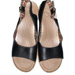 Crocs Sandals Womens Black Leather A Leigh Slingback Cork Wedge Heel 11848 US 10 Photo 7