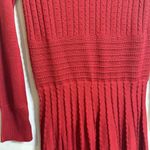 Vince Camuto Knit Midi Dress Long Sleeve Women's Small Brick Red Photo 2