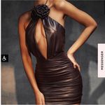 House Of CB Olivia Bitter Chocolate Vegan Leather Mini Dress XL Photo 1