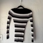 Love by Design Y2k Striped V Neck Fitted Sweater Gray Medium Snatched Grunge Photo 4