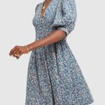 NWT Mirth Blue Floral Dress Caftan Perth Backless Short Blueberry Print Photo 2