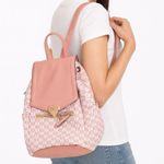 Juicy Couture  Y2K Pink Monogram Backpack with Gold Heart Clasp Photo 0