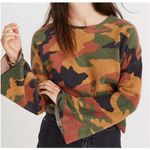 Madewell Cottontail Camo Wide-Sleeve Sweater Merino Wool Cropped Sweater | XL Photo 0