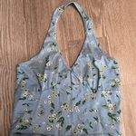 Baby blue floral halter top. Blue floral crop top Size L Photo 0