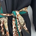 SheIn Women's Button Front Tie Waist Animal Print Paisley Long Sleeve Shirt Dress XL Photo 4