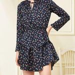 Julie Brown Dress Joanne Mini Floral Print Tie Neck Tiered Hem Wanderlust XS NWT Photo 1