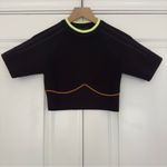 Ivy Park x Adidas netted Jersey crop top Short sleeve crew neck black orange L Photo 6