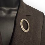 American Vintage Vintage Glam Faux Crystal 2" Oval Brooch | Costume Jewelry Statement Pin Photo 1