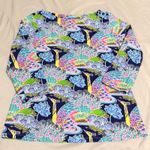 J. McLaughlin Wavesong Top Paradise Peacock Print Size XL 3/4 Sleeves Photo 4