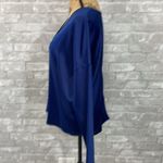 Stella & Dot  Blue Satin Vneck Blouse Photo 1