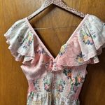 Camilla NEW Lisbon Lullaby Tiered Linen Maxi Dress Neck Frill Pink Large $995 Photo 6