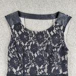 DKNY Jeans Lace Dress Womens 4 Black Faux Leather Trim Cotton Blend Sleeveless Photo 6