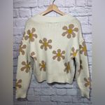 Industry Flower Power Button Cropped Cardigan Cream Tan V Neckline Photo 2