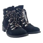 Sam Edelman  Darrah Lug Sole Fashion Hiking Lace Up Boot Black Suede Wool Size 8 Photo 4