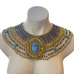 Ancient Egyptian Revival Beaded Scarab Collar
Necklace Handmade Statement Piece Gold Photo 2
