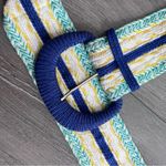 Colorful Knit Belt with Chunky Blue Buckle Photo 2
