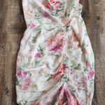 Sau Lee Frieda Silk Dress Size 8 Semi Sheer Sleeveless Open Back Floral Pink Photo 5