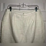 Jennifer Lopez Size 8 Cream Tweed Side Fringe Back Zipper Skirt NEW Photo 4