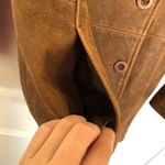 Vintage Style Brown 100% Leather Sundance Distressed Pea Coat Size PS Photo 5