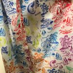 VILAGALLO exclusive print village button up dress size 44 or Medium 100% cotton White Photo 3