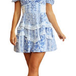 Altar'd State NWT Altar’d State Aderny Patchwork Blue Floral Mini Dress XL Photo 0