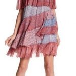 Rebecca Taylor  dress patchwork tiered raw hem off the shoulder lined‎ 0 silk Photo 0