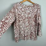 J Jill Sweater Top Womens Large Rust Cream Butterfly Pattern Striped Cuff Knit Photo 3