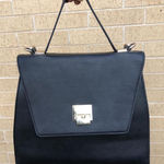 Anthropologie Melie Bianco Black Vegan Leather Briefcase Satchel Shoulder Hand Bag Purse Crossbody Strap Photo 0