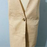 ZARA Bloggers Favorite Beige Bohemian Long Line 100% Linen V-Neck Vest Size L Photo 11