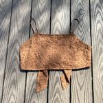 American Eagle  XL Brown Square Neck Embroidered Crop Tank top tie back floral Photo 0