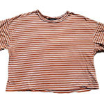 Forever 21 Shirt Women Medium Orange Short Sleeve Crop Top Stripe Crew Neck EUC Size undefined Photo 0