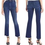 Mother The Hustler Ankle Fray Mid Rise Raw Hem Flare Jeans in Home Movies Blue 4 Size 27 Photo 1