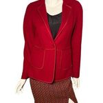 Talbots wool blend red piping notch collar blazer 8 Photo 0