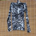 Reformation  Leopard Black White Long Sleeve Mesh Top XS Photo 4
