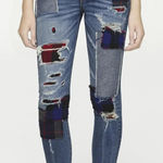 Rag and Bone Harajuku Patchwork Skinny Denim Jeans Women’s 28 Blue/Buffalo Plaid Photo 0