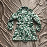 Green & White Floral Peacoat Size M Photo 1