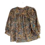 Current Air  Paisley Print Blouse with Puff Sleeves -  Women's Small Boho Rayon Photo 1