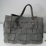 Alma Tonutti Grey Zipper Wool Woven Tote Handbag Made In Italy Satchel Gray Photo 0
