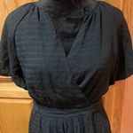 Lulus Adorable Type Black Surplice Puff Sleeve Textured Woven Midi Dress Medium Photo 10