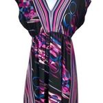 Bisou Bisou  mini dress cap sleeve V neck geo print. Size: 4 Photo 0