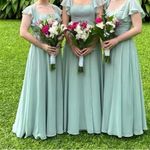 Azazie Light Green/Agave A-Line Ruffled Chiffon Floor Length  Bondi Dress Photo 5