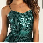 Lulus ‎ Striking Sweetheart Emerald Green Sequin Slit Sleeveless Midi Dress LARGE Photo 1