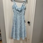 Lulus  Darling Confidence NWT Large Light Blue Rosette Bustier Lace-Up Midi Dress Photo 3