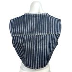 SheIn  Women's Blue V-Neck Striped Denim Jean Sleeveless Pinstripe Vest Jacket M Photo 1