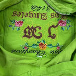 Johnny Was JWLA  Vtg Y2K Green Floral State Champions #7 Embroidered Hoodie Sz S‎ Photo 3